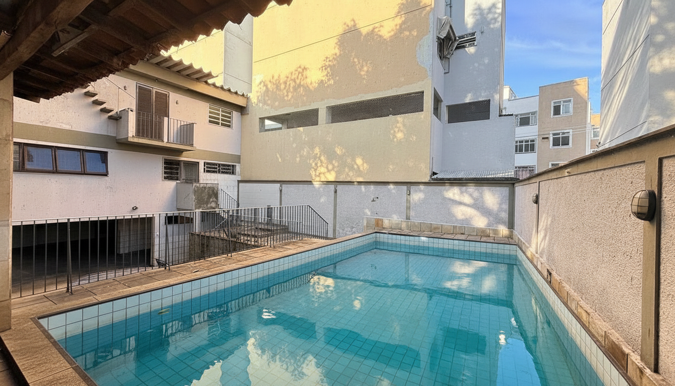 Piscina vista lateral (simulação de revitalização)